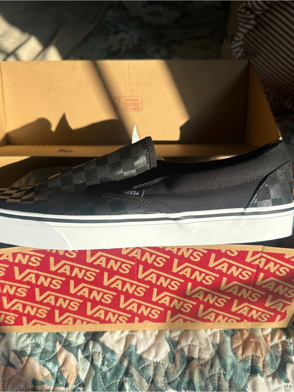 Vans Checkerboard Slip-On in Black and White